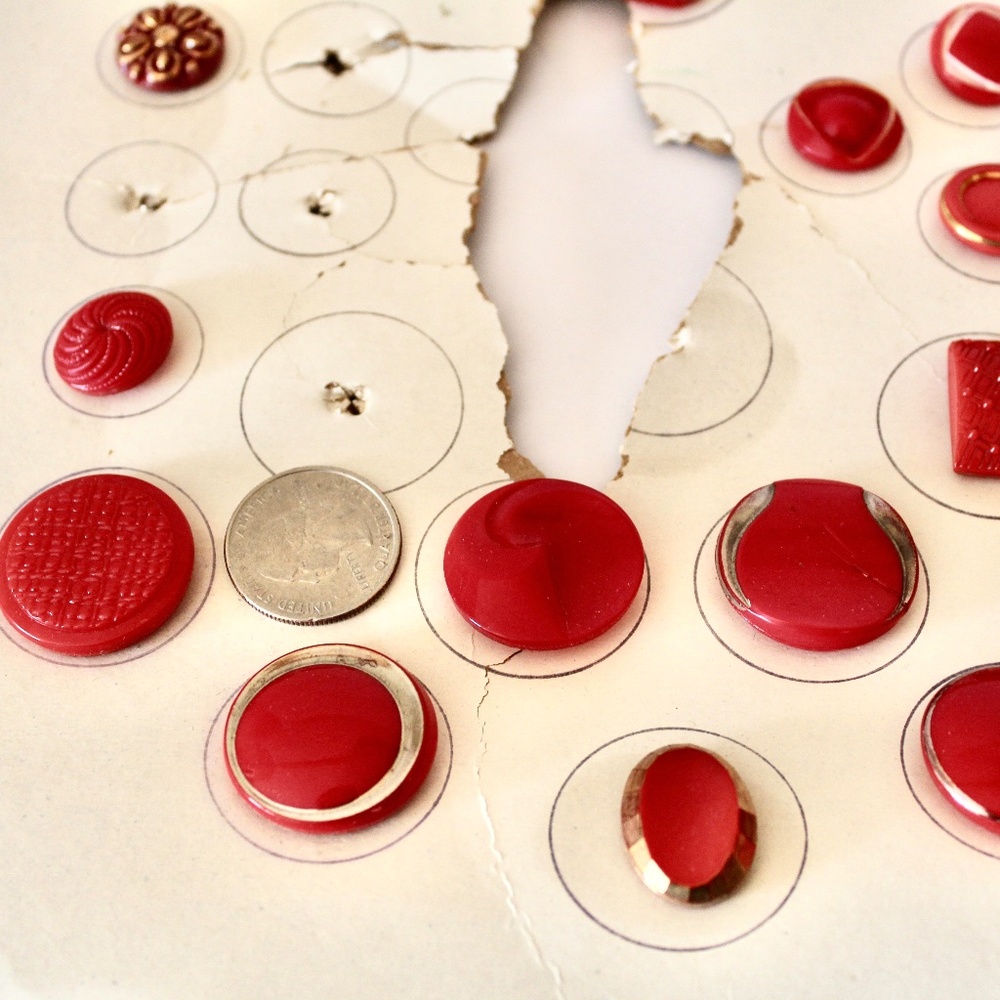 Vintage Red Glass Button Collection
